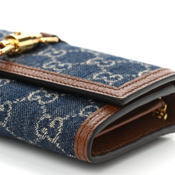 ONE DAY SALE! Gucci New Denim GG Monogram Jackie 1961 Chain crossbody bag NEW - Picture 7 of 16